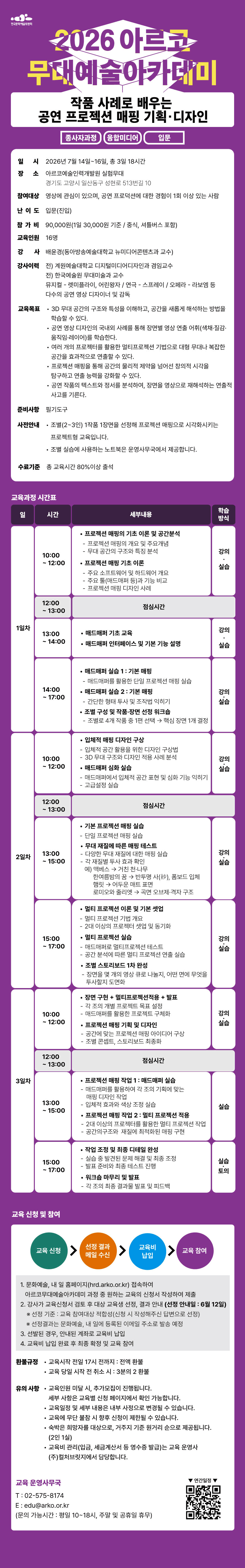 2026 ARKO Stage Arts Academy 기획프로그램 타임코드를 이용한 조명과 음향의 동기화(자세한 내용 아래 참조)